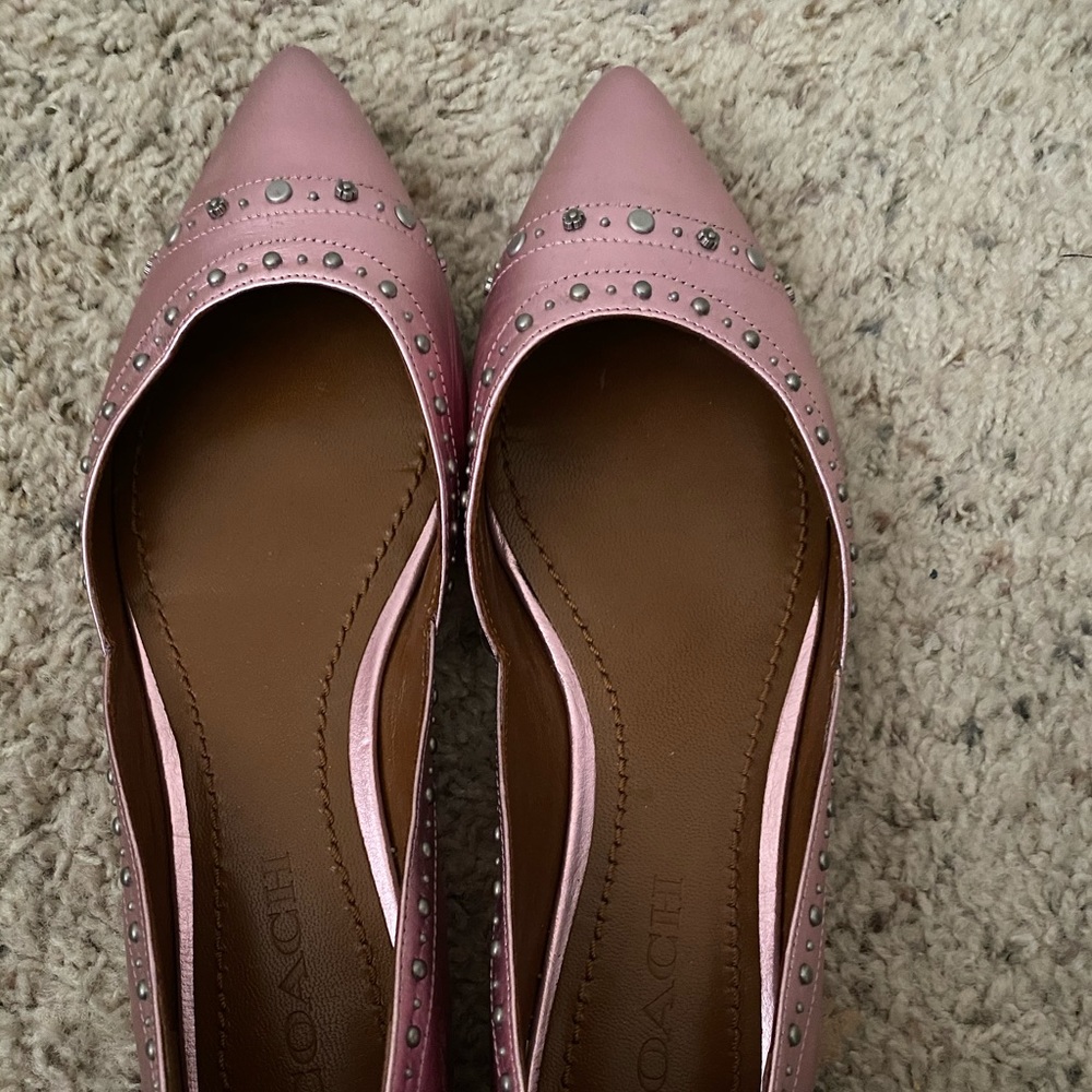 Coach Metallic Purple Flats with Studs